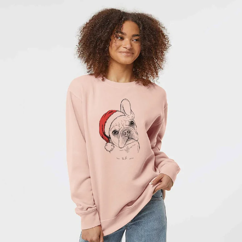 Santa Loki the French Bulldog - Unisex Pigment Dyed Crew Sweatshirt Hoodie with Batwing Sleeves Loose Dramatic Santa Loki the French Bulldog - Unisex Pigment Dyed Crew Sweatshirt Hoodie with Batwing Sleeves Loose Dramatic