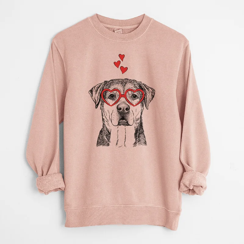 Valentine Gus the Rottweiler Mix - Unisex Pigment Dyed Crew Sweatshirt Hoodie with Turtle Neck Cozy Winter Valentine Gus the Rottweiler Mix - Unisex Pigment Dyed Crew Sweatshirt Hoodie with Turtle Neck Cozy Winter