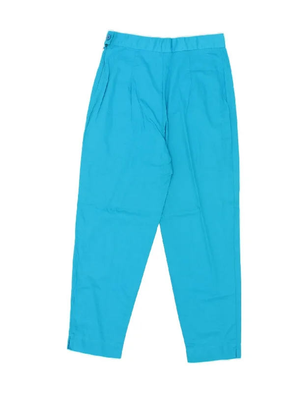 IDEA Womens High Waist Tapered Casual Trousers IT 46 Large W32 L28  Blue Trousers Leather Faux