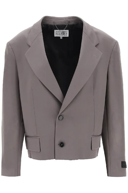 cropped blazer with cut-off hem S52BN0133 S54452 TAUPE Women's Fashion Blazer