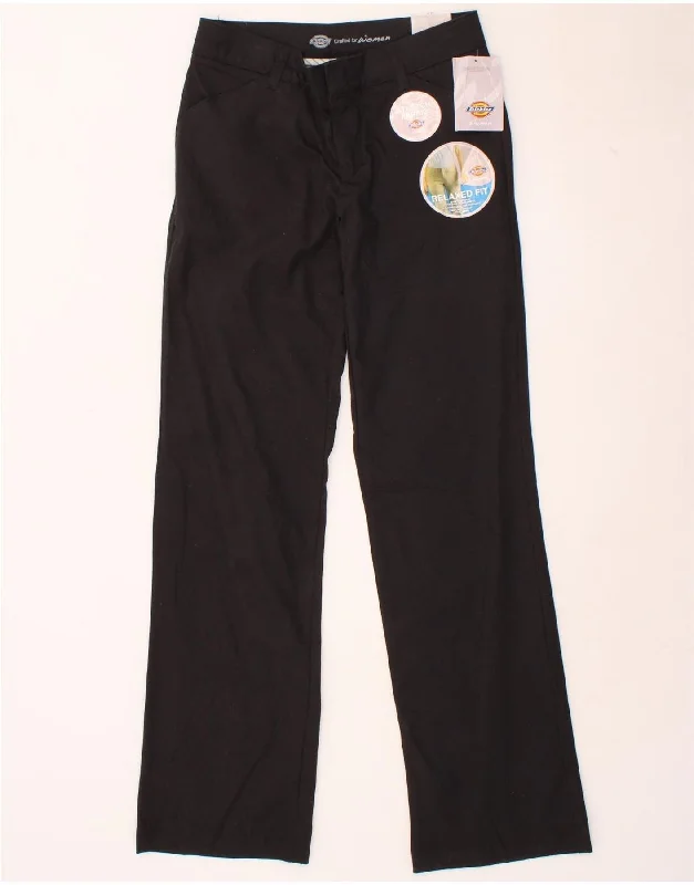 DICKIES Womens Straight Casual Trousers US 4 Small W30 L32  Black Cotton Trousers Canvas Durable