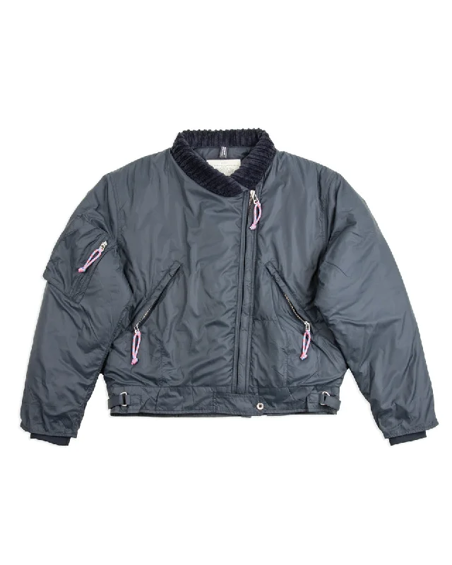 Cat Flight Jacket - Navy Belted Jacket Elasticated Jacket Padded Jacket