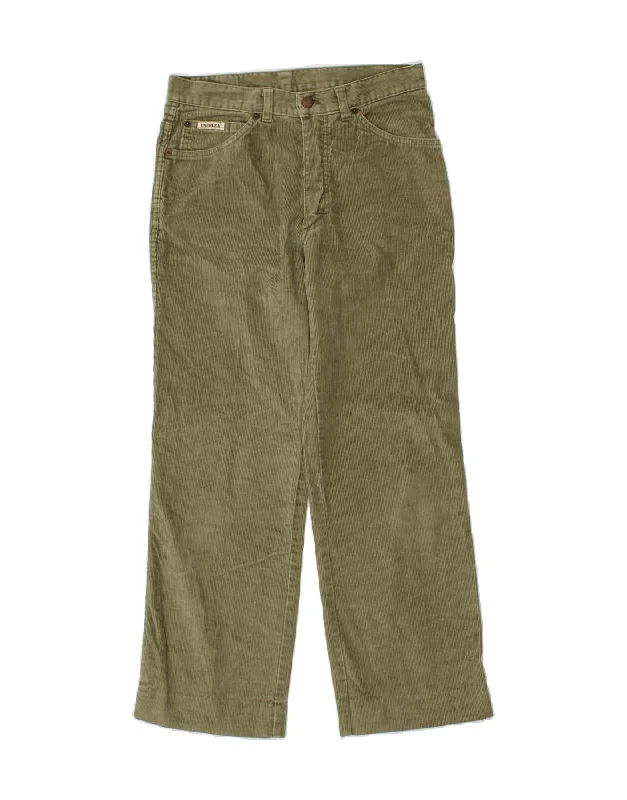 CARRERA Womens Straight Corduroy Trousers W31 L27 Green Cotton Chinos Cotton Straight Leg