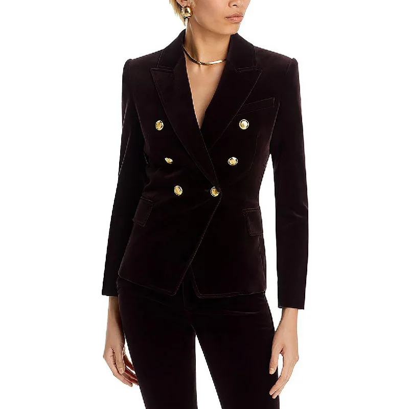 A.L.C. Womens Velvet Work One-Button Blazer Women's Trendy Suit