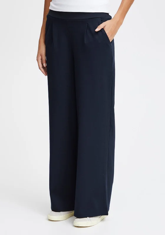 Ichi Kate Sus Wide Leg Casual Trousers, Total Eclipse Trousers stylish elegant