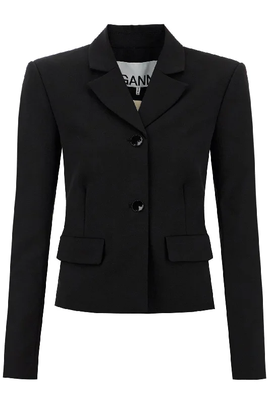 short lightweight twill blazer F9222 BLACK Women's Elegant Suit