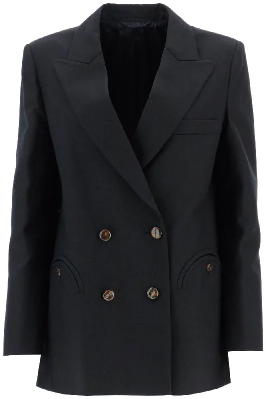 everynight alcanara double-breasted blazer END01 ALC BLACK Women's Premium Blazer