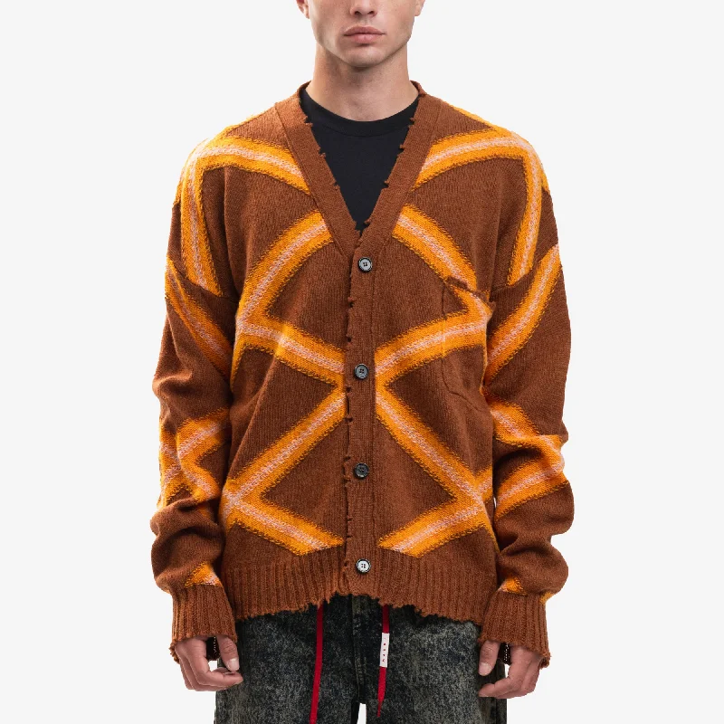 Broken Macro Argyle Cardigan Cardigan Knitwear Sweater