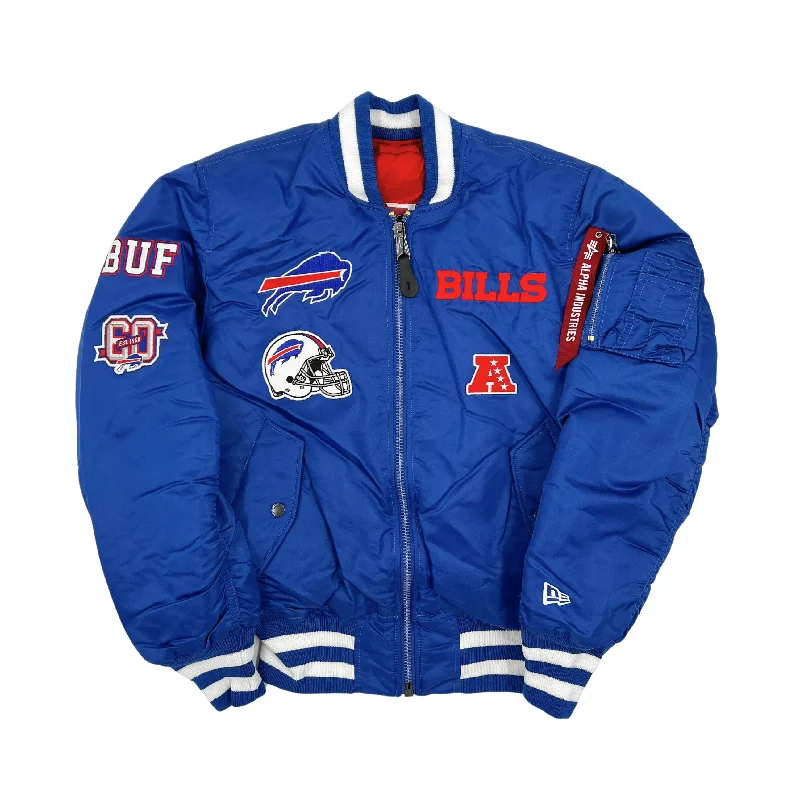 Alpha Industries X Buffalo Bills MA-1 Bomber Jacket Nylon Fabric Polyester Fabric Spandex Fabric