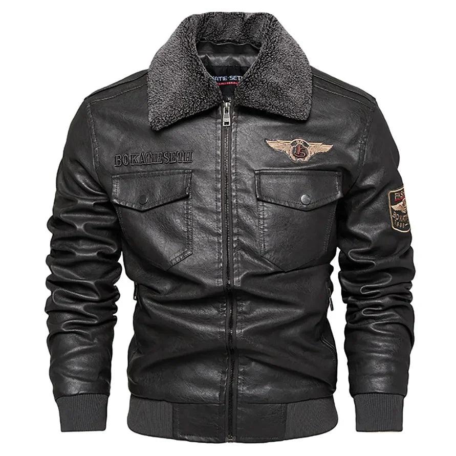 Men Fleece-Leather Trucker Jacket Fleece Jacket Down Jacket Parka