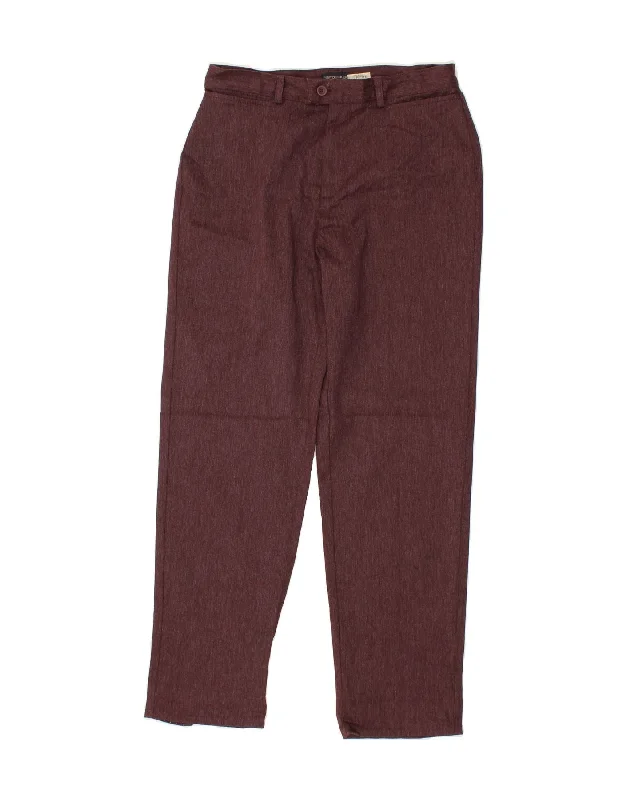 DOCKERS Womens Petite Slim Casual Trousers US 10 Large W30 L28 Maroon High Waist Slim Fit Ankle Length