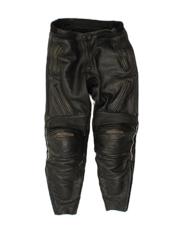 PROBIKER Womens Leather Biker Trousers W28 L26 Black Trousers cozy soft