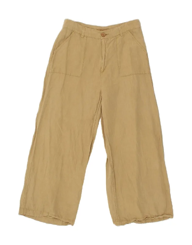 RIP CURL Womens Wide Leg Casual Trousers Medium W28 L24  Beige Linen Trousers Exclusive Limited