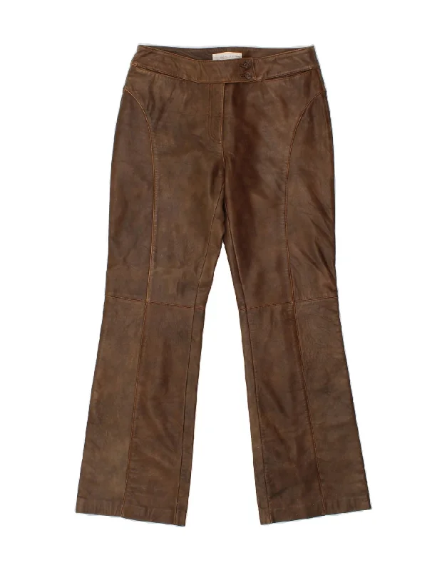 VINTAGE Womens Leather Trousers UK 10 Small W32 L30 Brown Leather Trousers Favorite Customer