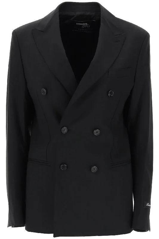 slim fit double-breasted blazer HGJK001 BLACK Women's Luxurious Jacket