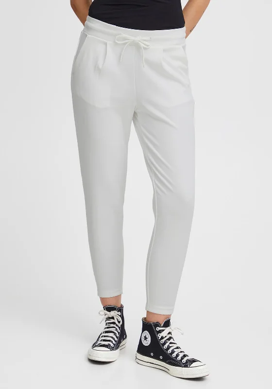 Ichi Kate Cropped Jogger Trousers, Cloud Dancer Trousers Gym Athletic