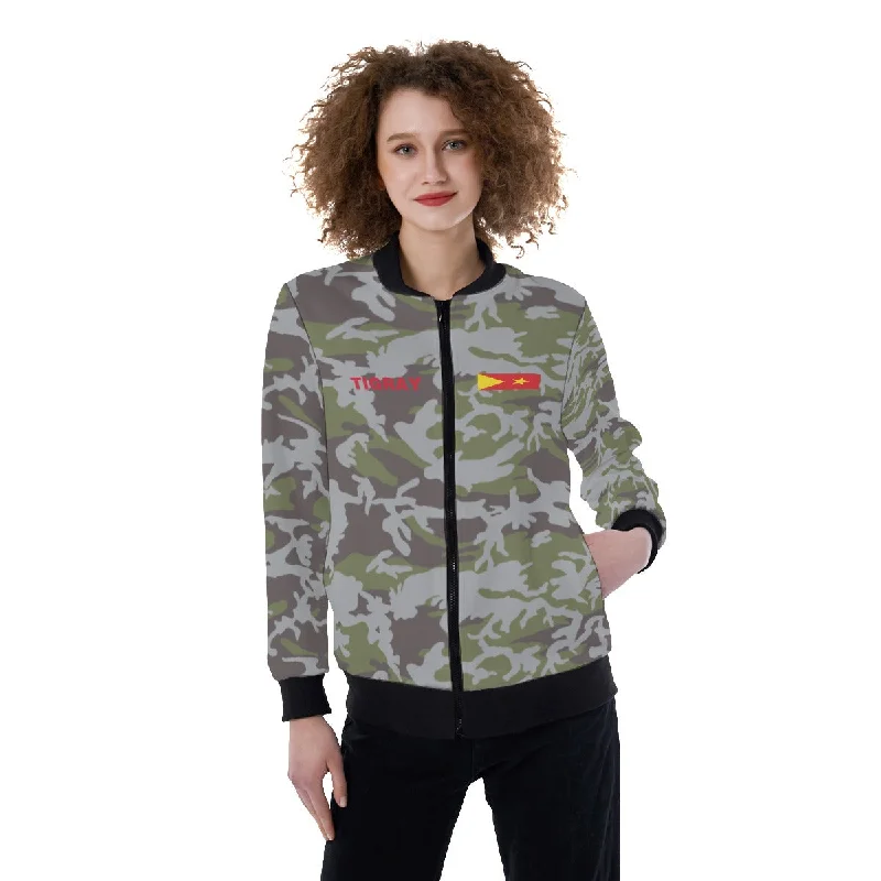 TDF woman jacket All-Over Print Women's Ribbed Stand-up Collar Jacket Fleece Jacket Down Jacket Feather Jacket