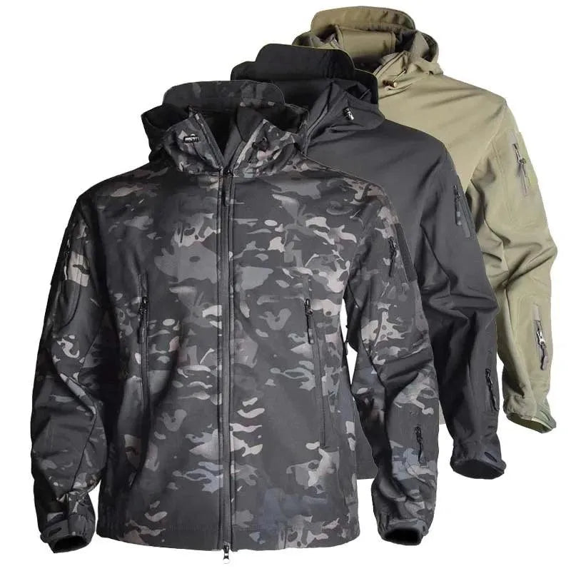 Tactical Waterproof Fleece Jacket for Men Toggled Jacket Drawstring Jacket Belted Jacket