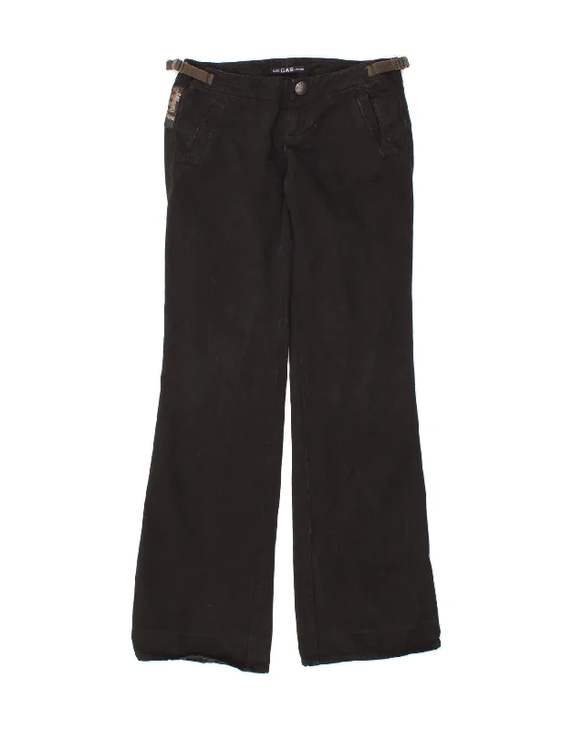 GAS Womens Bootcut Chino Trousers W26 L32 Black Cotton Trousers Elastic Waist Soft