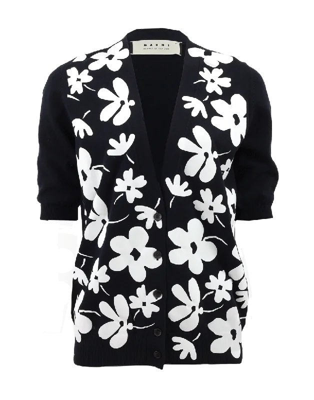 Floral Cardigan Cardigan Knitwear Sweater