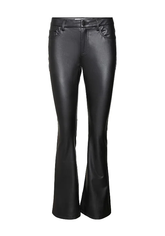 Vero Moda Flash Flare Leg Coated Trousers, Black Trousers Trousers Formal