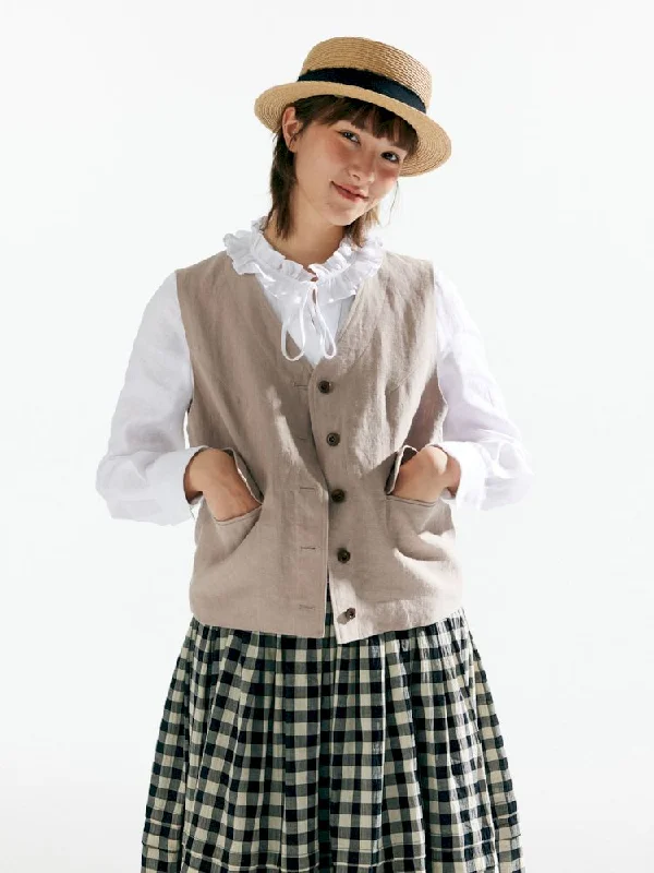 Retro Casual V-neck Linen Vest Jacket【s0000007627】 Jersey Jacket Tulle Jacket Batik Jacket