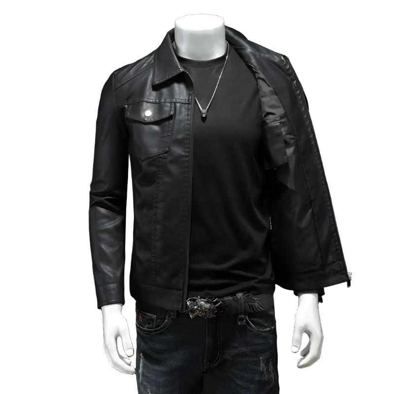 Men's Slim Fit Faux Leather Jackets Wool Jacket Cashmere Jacket Tweed Jacket