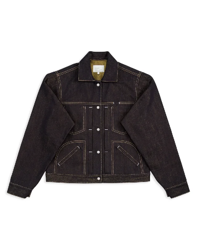 Engineers Jacket - Indigo/Gold Toggled Jacket Drawstring Jacket Belted Jacket