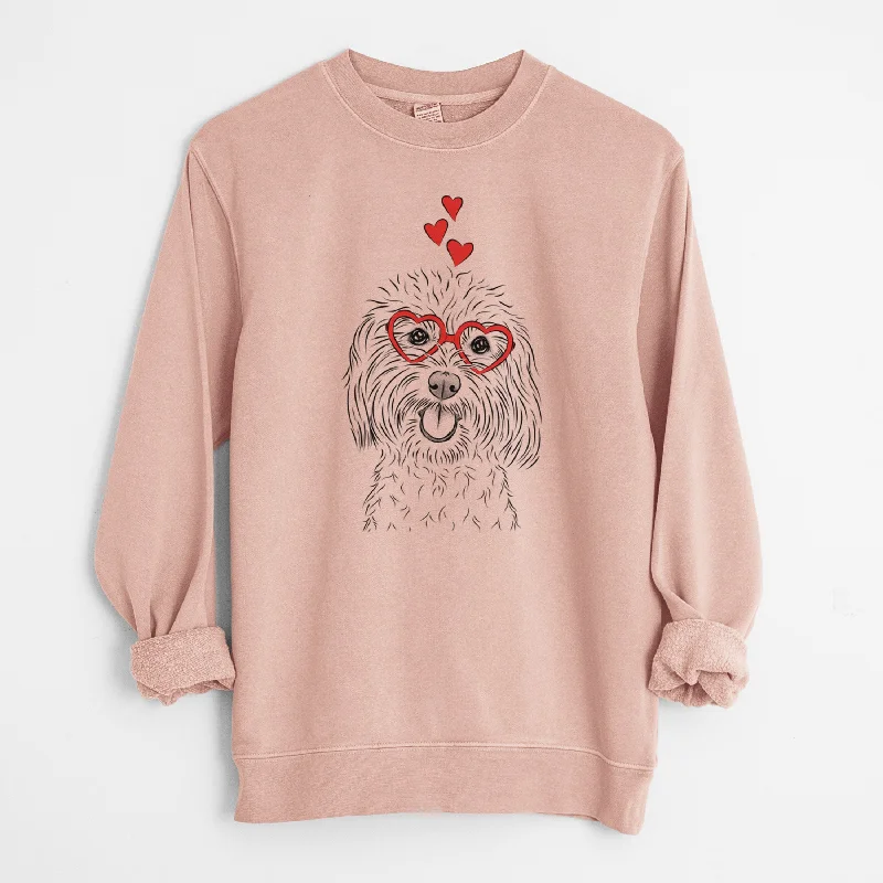 Valentine Cuddles the Coton de Tulear - Unisex Pigment Dyed Crew Sweatshirt Hoodie with Neon Bright Vibrant Valentine Cuddles the Coton de Tulear - Unisex Pigment Dyed Crew Sweatshirt Hoodie with Neon Bright Vibrant