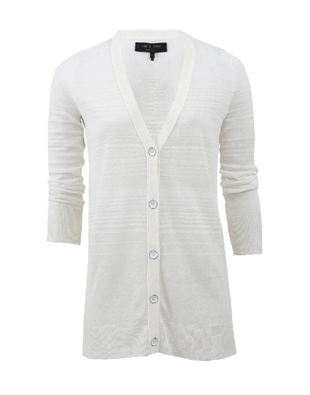 Textured Denise Cardigan Transparent Opaque Sheer