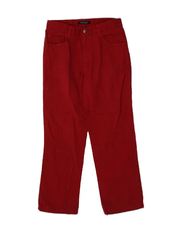 MARINA YACHTING Womens Straight Casual Trousers  W33 L27 Red Cotton Trousers Handmade Artisanal