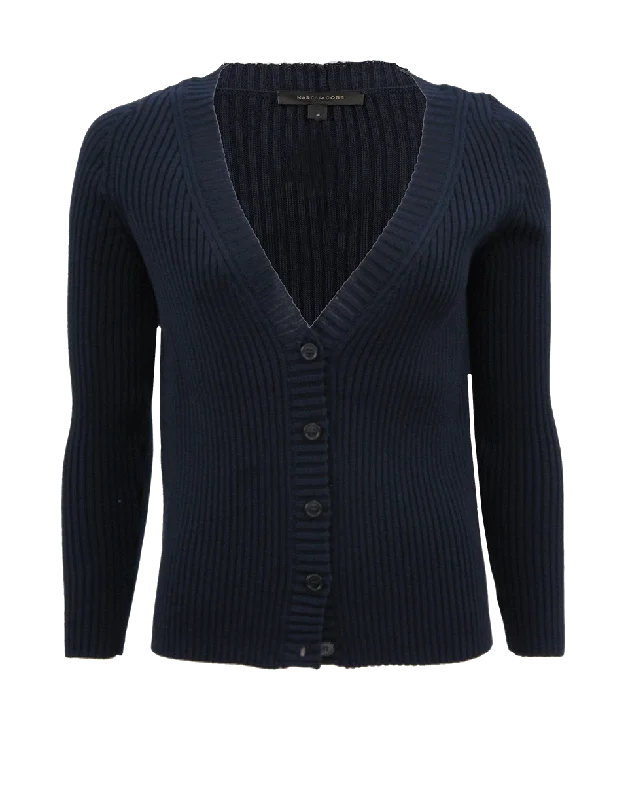 Navy V-Neck Cardigan Modern Contemporary chic