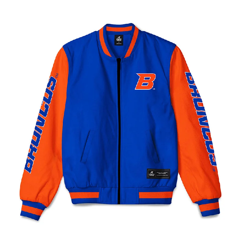 Boise State - NCAA Women's Track & Field : Lizbeth Soto - Bomber Jacket Zippered Jacket Buttoned Jacket Snapped Jacket Boise State - NCAA Women's Track & Field : Lizbeth Soto - Bomber Jacket Zippered Jacket Buttoned Jacket Snapped Jacket