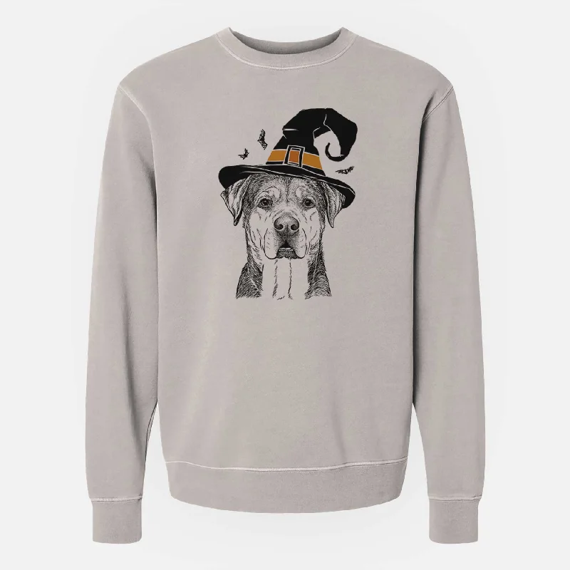 Witch Gus the Rottweiler Mix - Unisex Pigment Dyed Crew Sweatshirt Hoodie with Double Zipper Versatile Adjustable Witch Gus the Rottweiler Mix - Unisex Pigment Dyed Crew Sweatshirt Hoodie with Double Zipper Versatile Adjustable