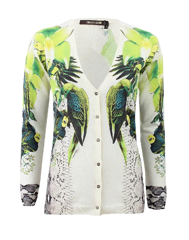 Tropical Print Cardigan Fleece Fabric Down Fabric Feather Fabric