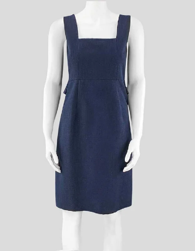 Akris Bergdorf Goodman Navy Blue Shift Dress With Accompanying Jacket 6US Zip Front Button Front Snap Front