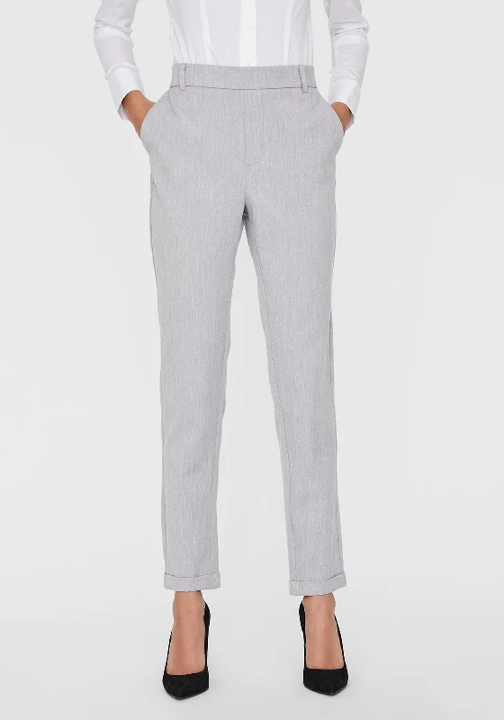 Vero Moda Maya Slim Leg Trousers, Light Grey Melange Trousers New Arrival