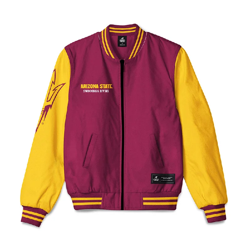 Arizona State - NCAA Women's Swimming & Diving : Charli Brown - Bomber Jacket Ribbed Jacket Pleated Jacket Ruffled Jacket Arizona State - NCAA Women's Swimming & Diving : Charli Brown - Bomber Jacket Ribbed Jacket Pleated Jacket Ruffled Jacket