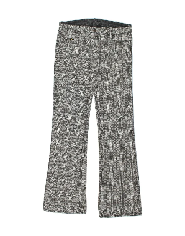 MELTIN' POT Womens Reversible Bootcut Casual Trousers W30 L34  Grey Check Trousers versatile all-occasion