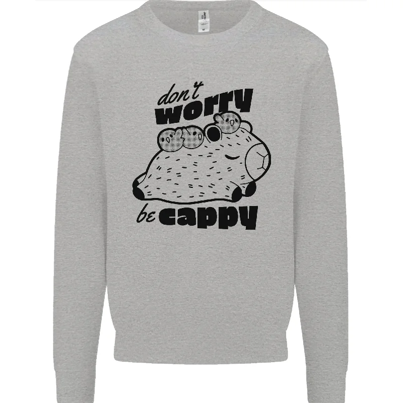 Capybara Dont Worry Be Cappy Mens Sweatshirt Jumper Hoodie with Drop Shoulder Relaxed Streetwear Capybara Dont Worry Be Cappy Mens Sweatshirt Jumper Hoodie with Drop Shoulder Relaxed Streetwear