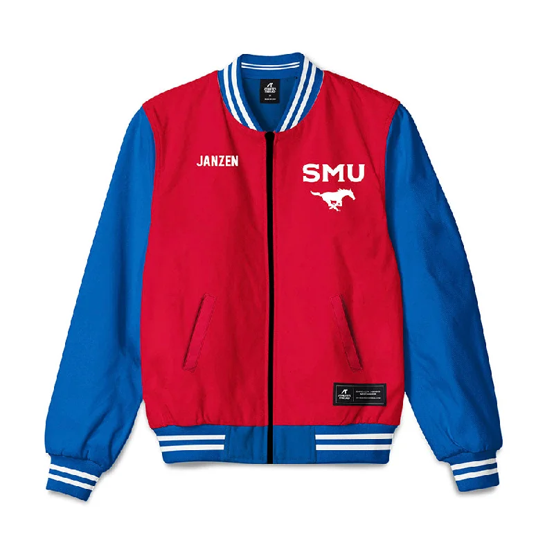 SMU - NCAA Women's Swimming & Diving : Kate Janzen - Bomber Jacket Hooded Jacket Caped Jacket Shawl Collar Jacket