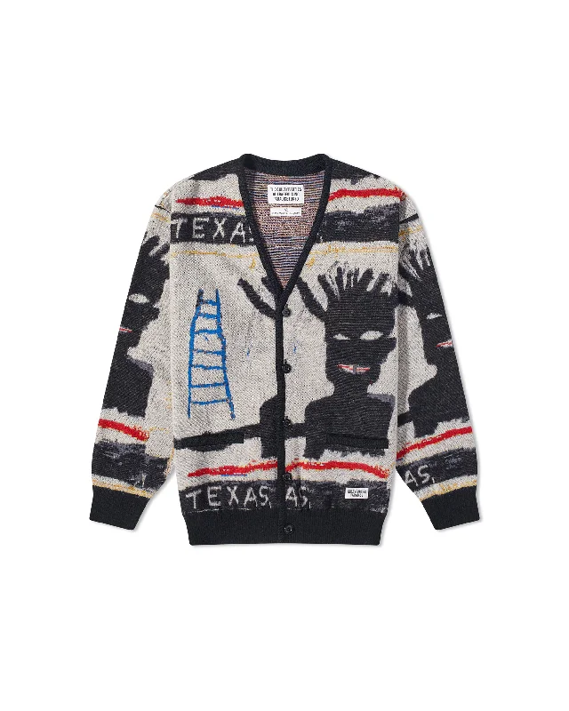 Jean Michel Basquiat - Cardigan (Type-1) - Multi Cotton Fabric Linen Fabric Terry Fabric