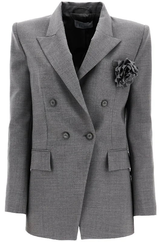 double-breasted wool stretch blazer 03PFJA098F 03229 GREY Women's Trendy Jacket