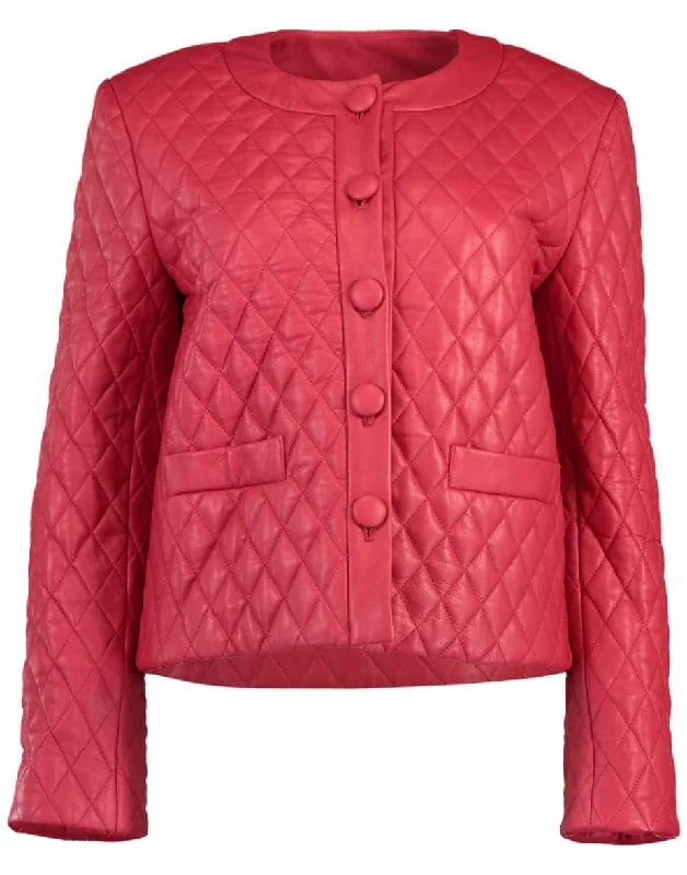 Quilted Leather Jacket V-Neck Jacket Boat Neck Jacket Square Neck Jacket