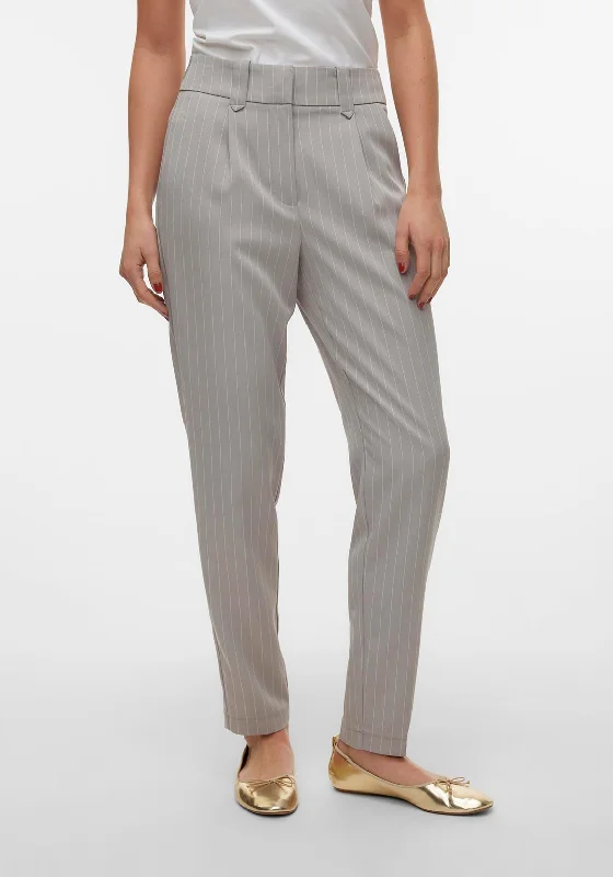 Vero Moda Wendy Pinstripe Tapered Trousers, Mourning Dove Trousers Cargo pockets