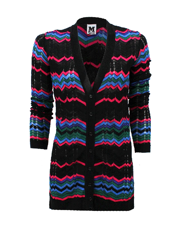 Long Zig Zag Cardigan Terry Blend Velvet Blend Canvas Blend