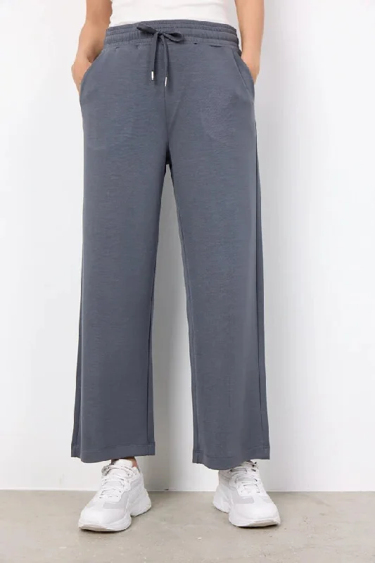 Soyaconcept Banu Casual Straight Leg Jogger Trousers, Grey Trousers Pleated Formal