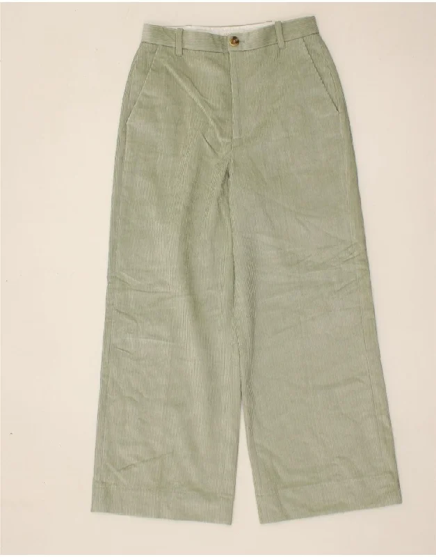 TED BAKER Womens Wide Leg Corduroy Trousers Size 2 Small W30 L28 Green Trousers fashionable chic