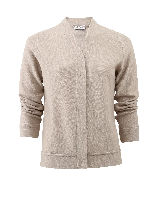 Snap Lurex Cardigan Iron Safe Non-Iron Wrinkle Free