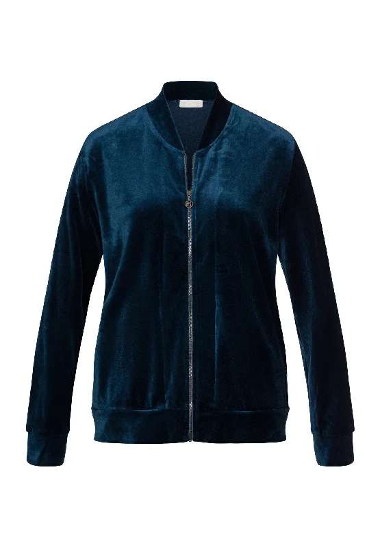 Favourites Velvet Zip-Up Jacket | Mystic Blue 78856-1652 Nylon Jacket Polyester Jacket Spandex Jacket